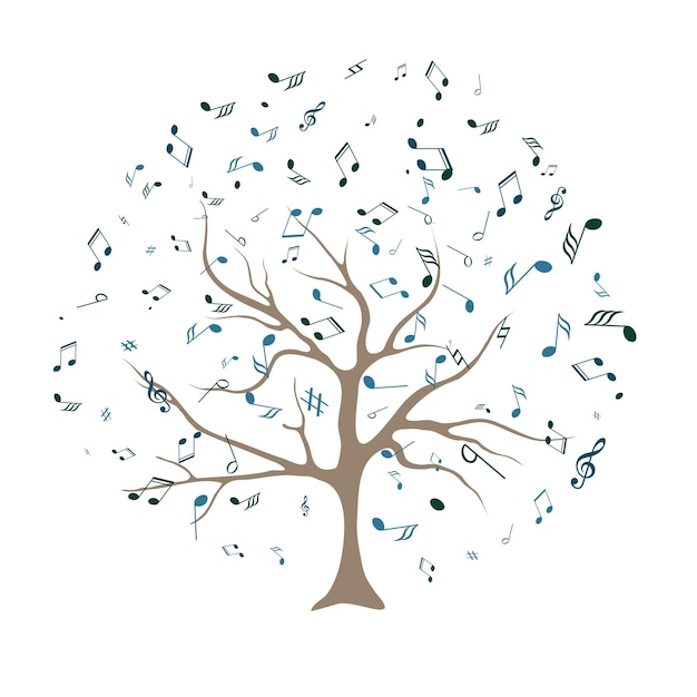 Vector vector tree with musical notes