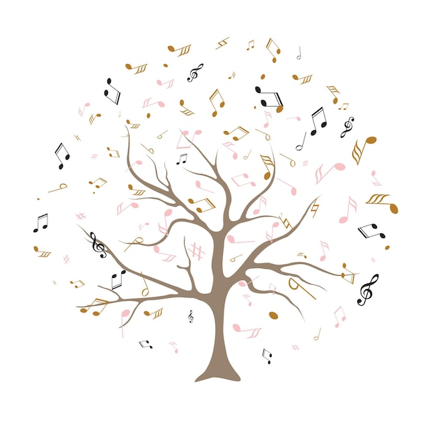 Vector tree with musical notes