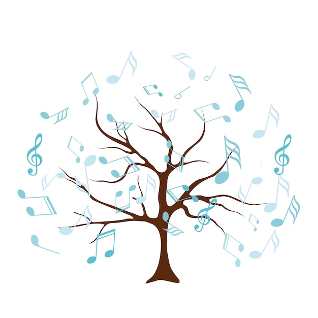 Vector tree with musical notes