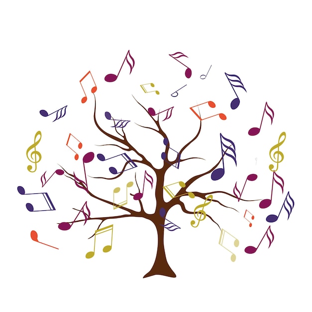 Векторное дерево с музыкальными нотами