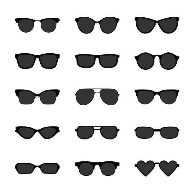 vector trendy black sunglasses glasses collection isolated