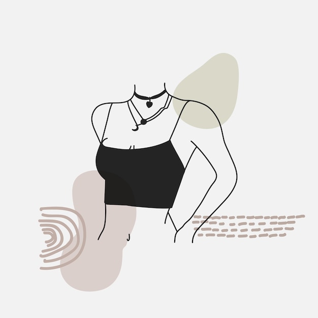 Vector trendy illustratie sjabloon en pictogram in lineaire stijl - sierlijke anonieme dame. aantrekkelijke vrouw lichaamsdelen. vrouwelijk logo voor lingerie of kleding