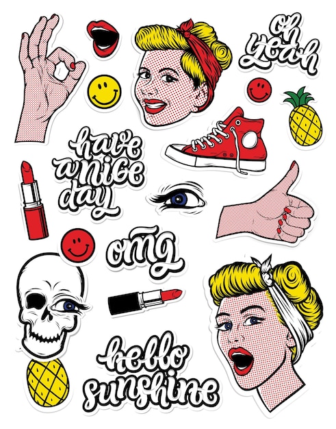 Vector trendy sticker set