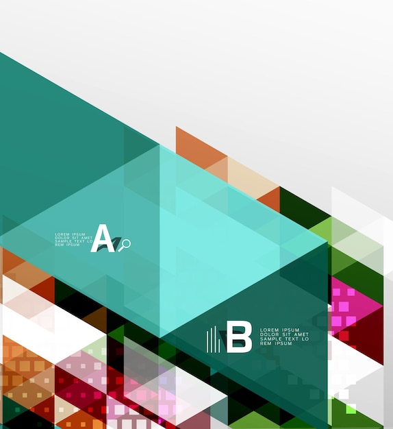 Vector triangle banner colorful geometric shapes with option infographic minimalistic design