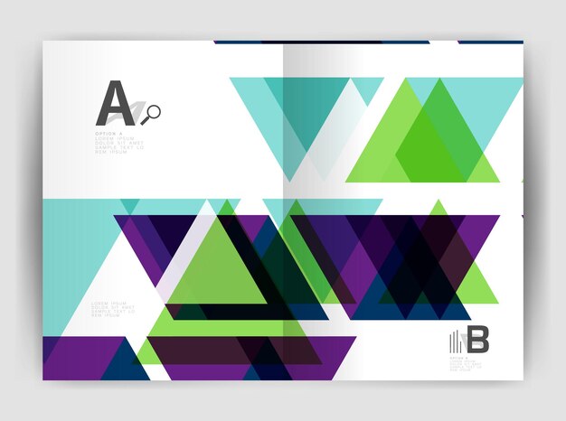 Vector vector triangle business annual report cover print template brochure template layout abstract cover design annual report magazine flyer or booklet geometric background