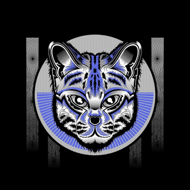Vector tribal cat logo badge