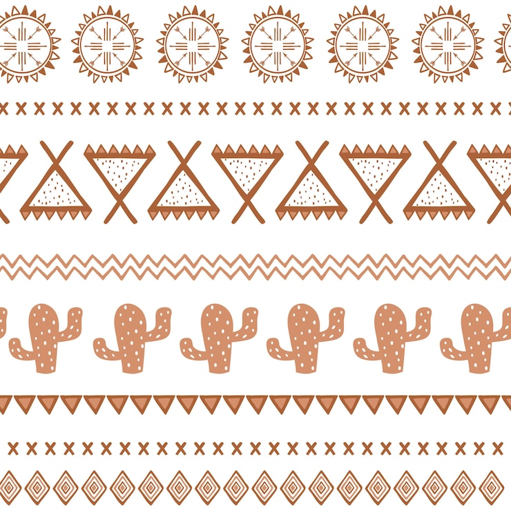 Vector vector tribal ethnic seamless pattern in coffee brown color aztec abstract background mexican ornament texture native american traditional design folk geometric print for wallpaper wrap cover cloth
