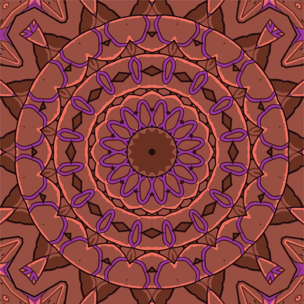 Векторный племенной индийский винтажный этнический бесшовный дизайн Праздничный красочный узор мандалы