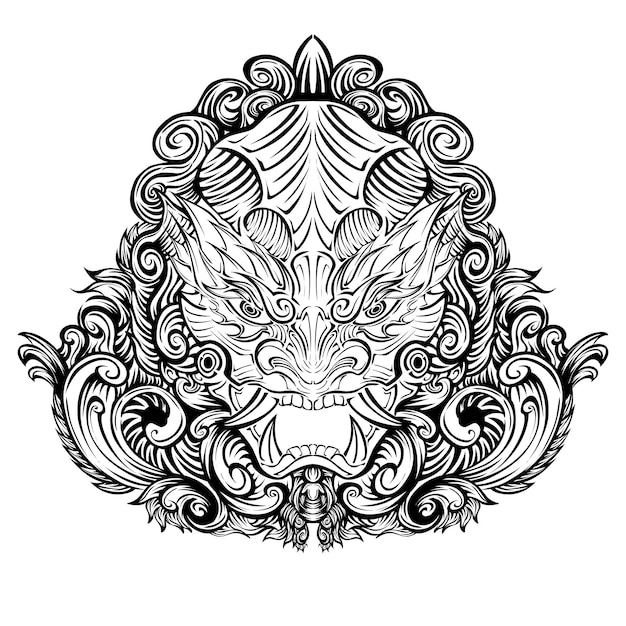 Vector tribal oni masker tattoo ontwerp