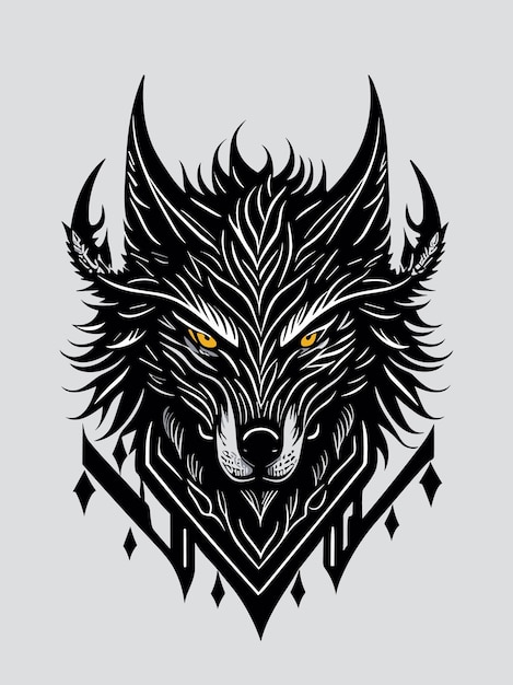 Vector a vector tribal wolf head silhouette mythology logo monochrome design style artwork illustration