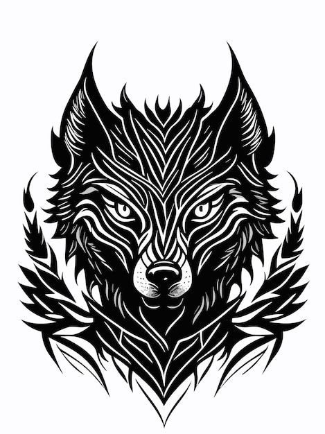 Vector a vector tribal wolf head silhouette mythology logo monochrome design style artwork illustration
