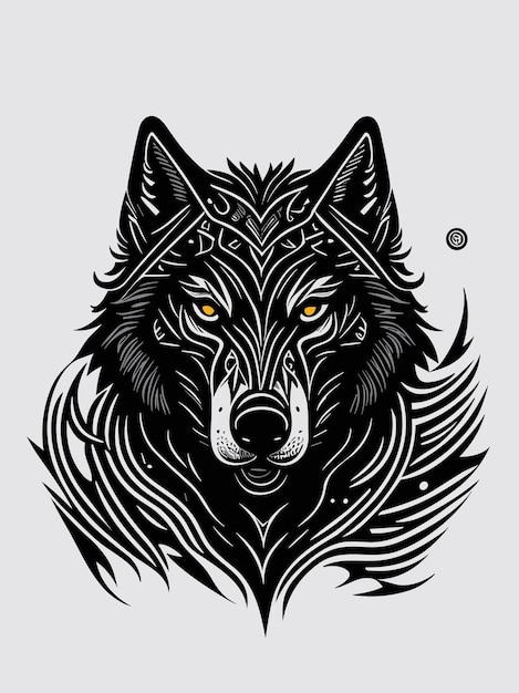 Vector a vector tribal wolf head silhouette mythology logo monochrome design style artwork illustration