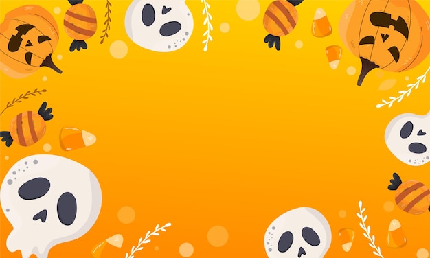 Vector trick or treat halloween party vector design happy halloween greeting text with ghost skull a