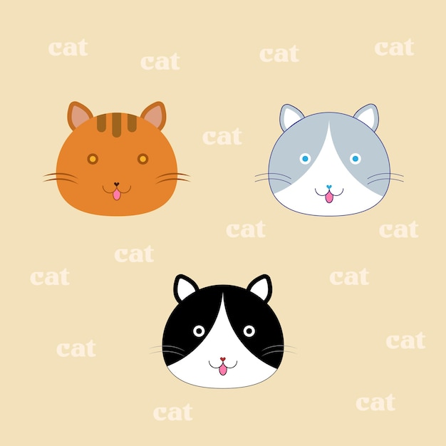 Vector trio of cats