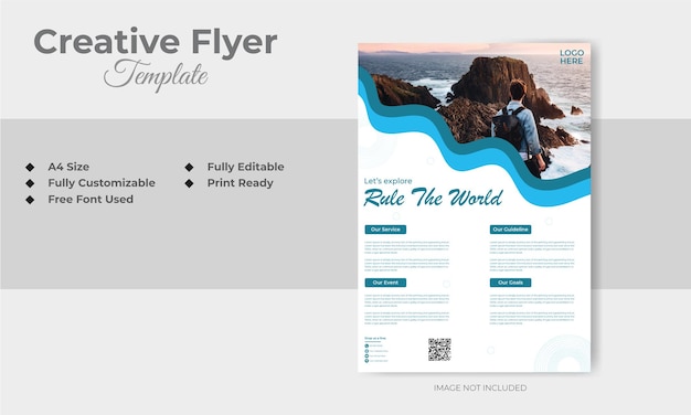 Vector vector trip adventure world travel tour agency a4 print flyer template design of tourism business marketing