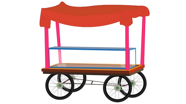 Vector vector trolley stall for market handcart thela