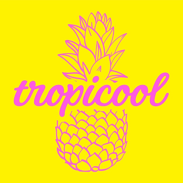 Vector vector tropical cool pineapple doodle