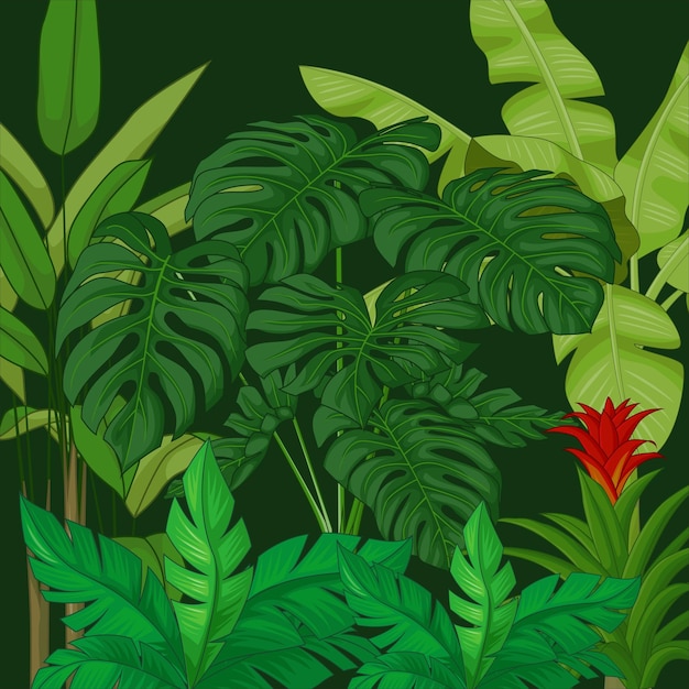 Vector vector tropical leaf background