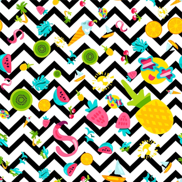 Vector Tropical Summer Seamless Pattern