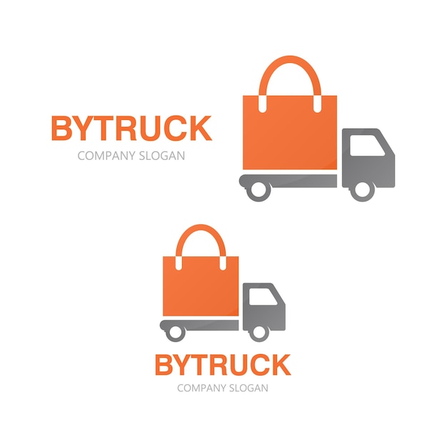 Концепция логотипа векторного грузовика и сумки