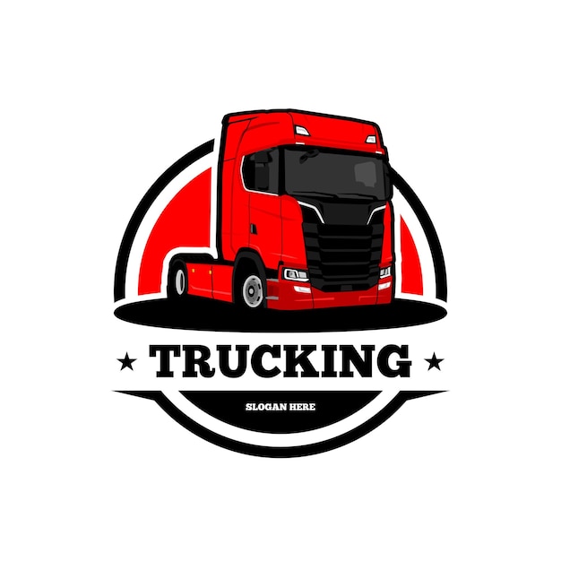 vector trucking semi truck premium logo design