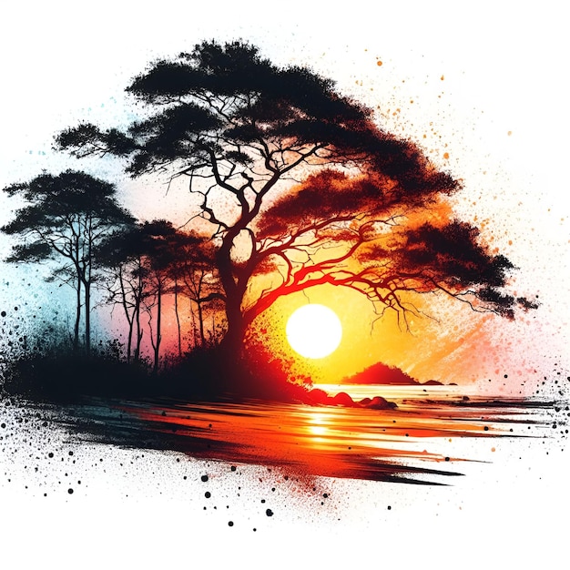 Vector vector tshart beach sunset logo