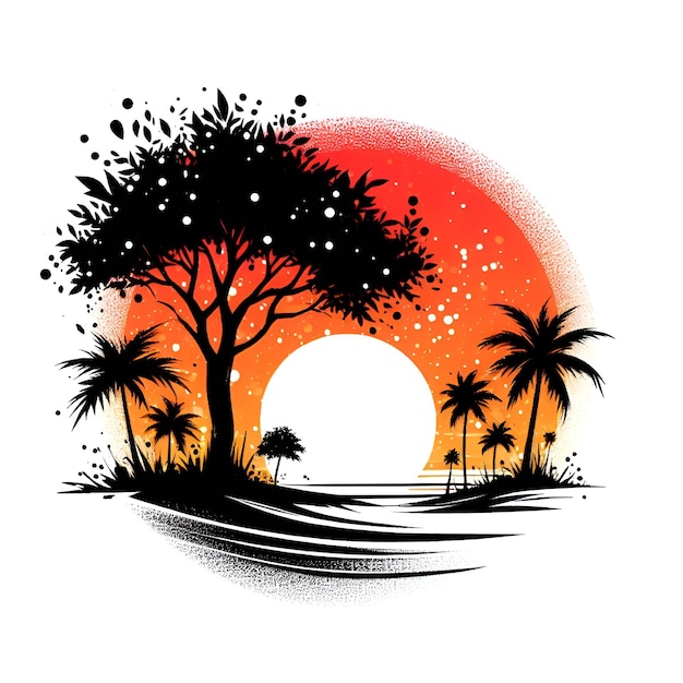 Vector vector tshart beach sunset logo