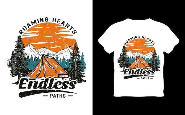 Vector tshirt design of explore nature adventure mountain retro vintage style illustration