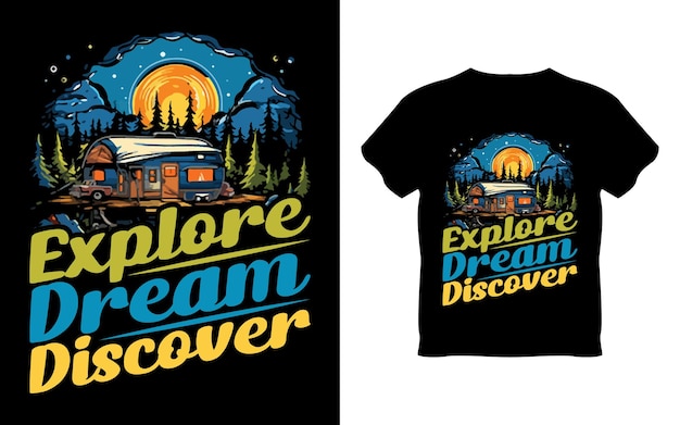 Vector tshirt design of explore nature adventure mountain retro vintage style illustration