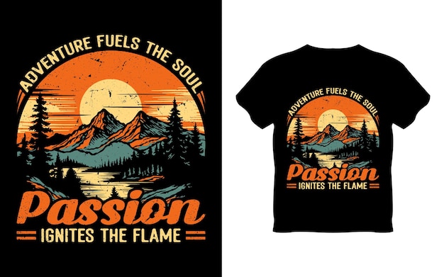 Vector tshirt design of explore nature adventure mountain retro vintage style illustration