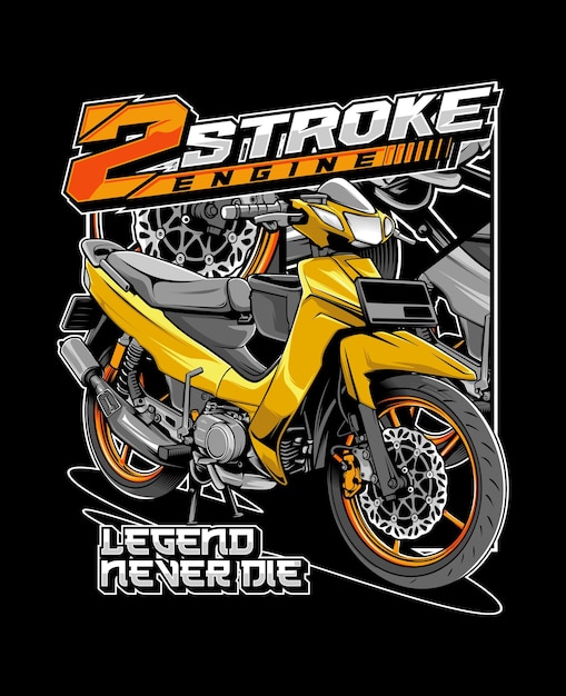 ベクターTシャツ デザイン イラスト レースモーターサイクルの黄色い色