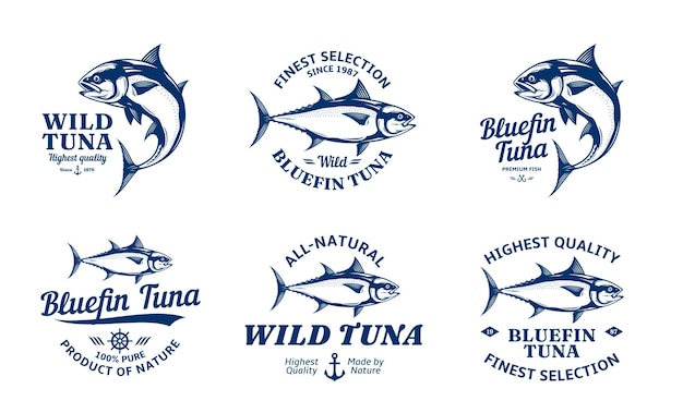 Logo vettoriale di tonno e illustrazioni di pesce