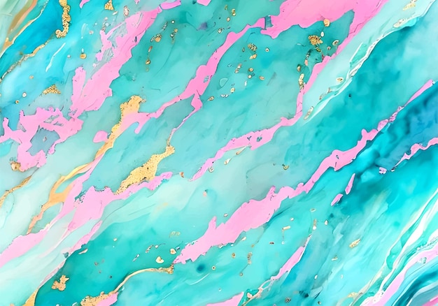 Vector vector turquoise pink gold marble painting watercolor background