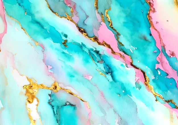 Vector vector turquoise pink gold marble painting watercolor background