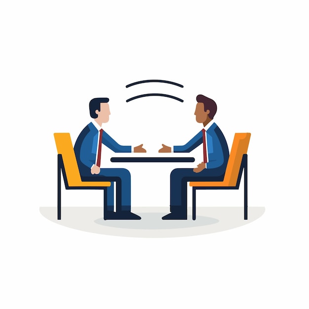 Vector of two men shaking hands at a table