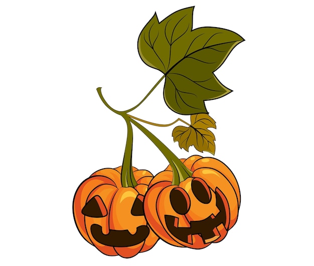 vector two spooky pumpkins on Halloween day