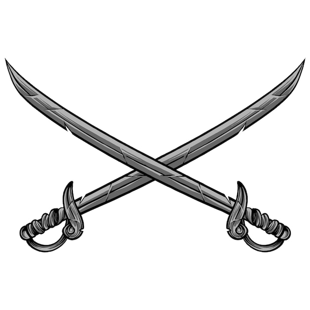 Vector vector two sword pirates illustration design isolated