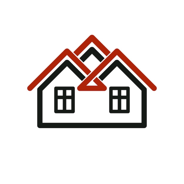 Vector tylish estate agency corporate symbol. Creative construction icon, house. Commercial building and designing theme.