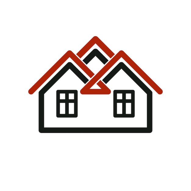 Vector tylish makelaardij corporate symbool. Creatief bouwpictogram, huis. Commercieel gebouw en ontwerpend thema.
