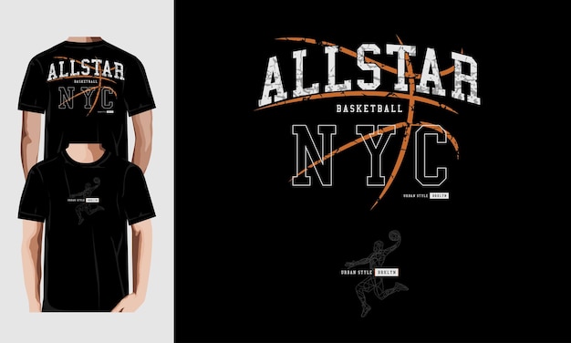 Vector typografie abstract vector basketbal t-shirt ontwerp illustratie..