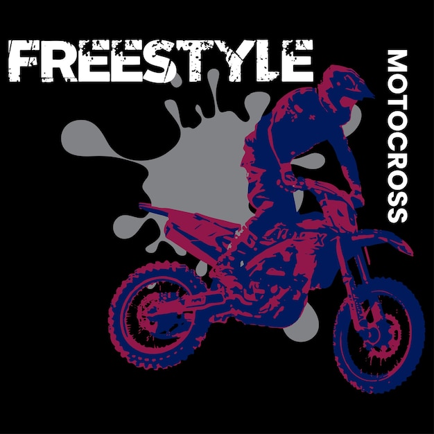 Vector typografie freestyle met motorcross ontwerp t-shirt illustratie