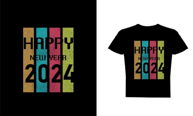 Vector vector typografie gelukkig nieuwjaar 2024 t shirt ontwerp