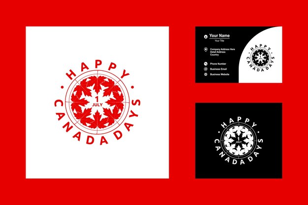 Векторная типография для украшения поздравительных карт и покрытия Дня Канады реалистичным красным кленом