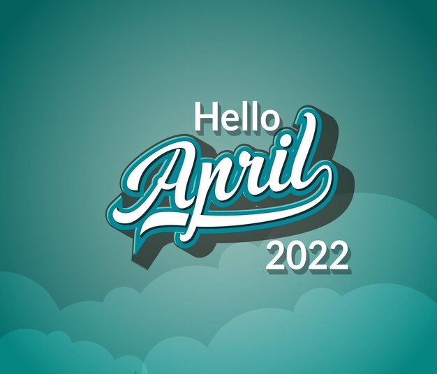 Vector Typography Hello April text in retro style isolated on blur background