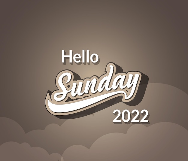 Vector Typography Hello Sunday text in retro style isolated on blur background