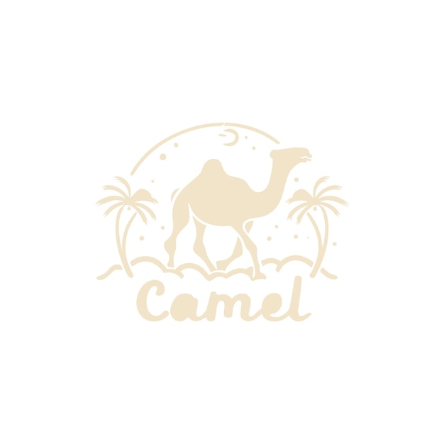 Vector typography t shirt design of camel in the desert with palm trees