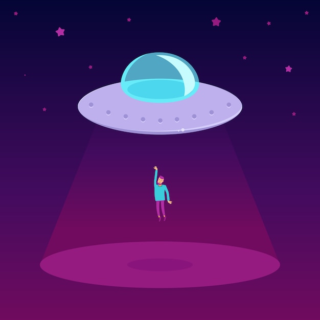 Vector ufo cartoon illustration in flat style