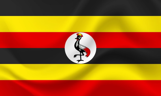 Vector Uganda flag Waved Flag of Uganda Ugandan emblem icon