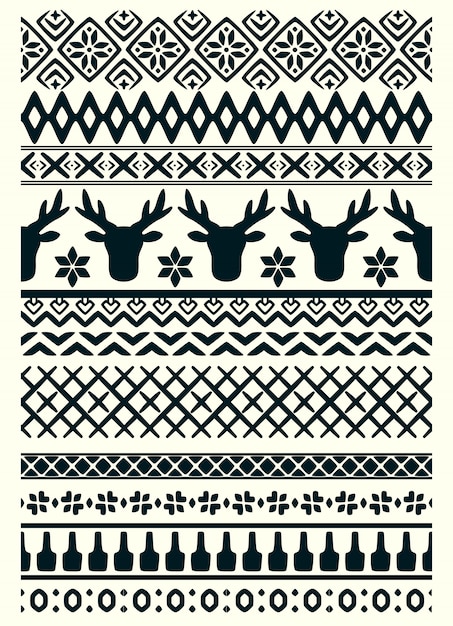 Vector ugly sweater seamless borders 