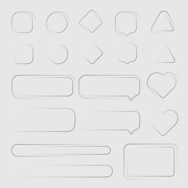 Vector UI UX kit for mobile applications web and social media Buttons sliders in neumorphism